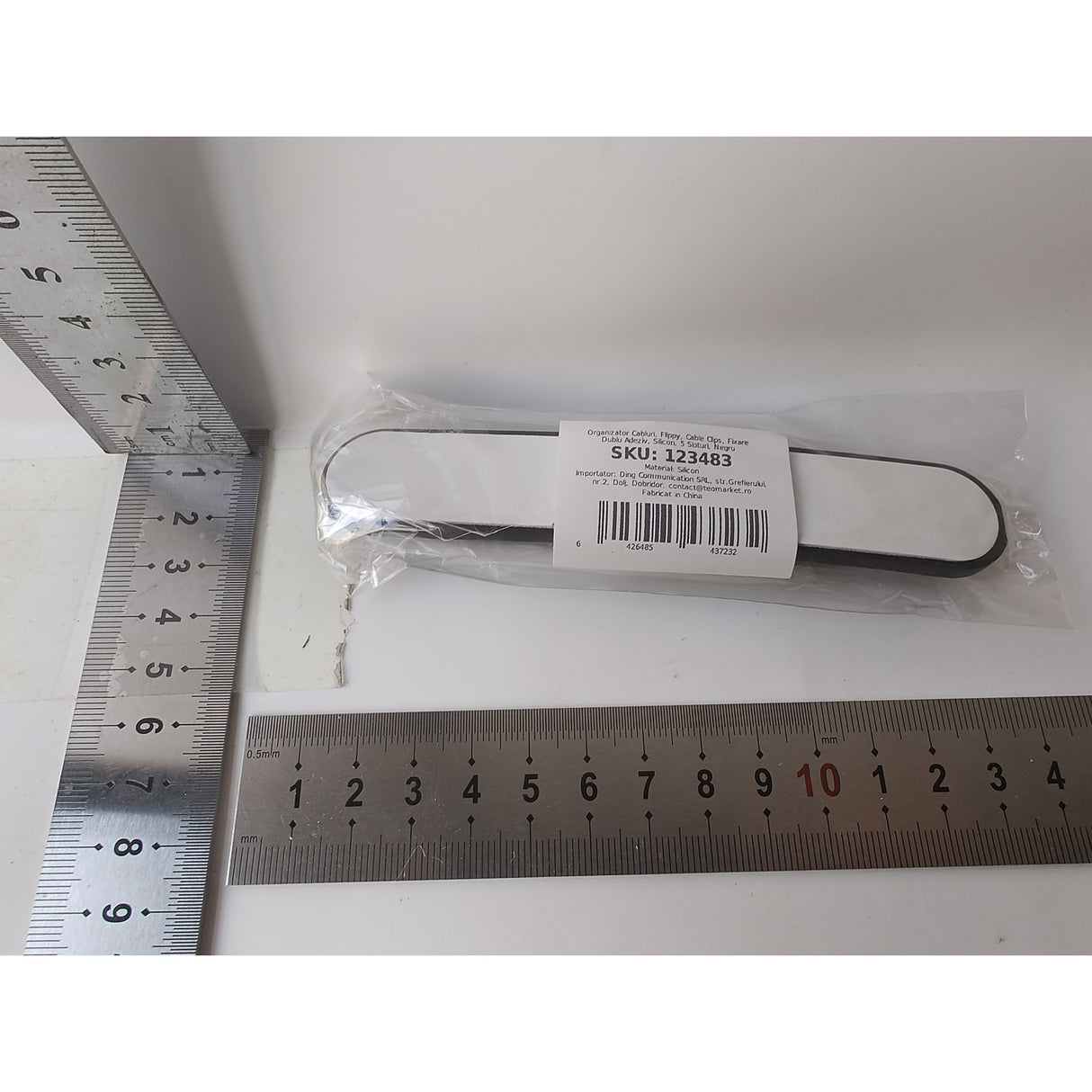 Organizator Cabluri, Flippy, Cable Clips, Fixare Dublu Adeziv, Silicon, 5 Sloturi, Negru - vivimall.ro