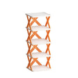 Raft pantofi modular portocaliu cu 5 straturi din ABS, vedere frontală, dimensiuni 65,5 x 24 x 26 cm