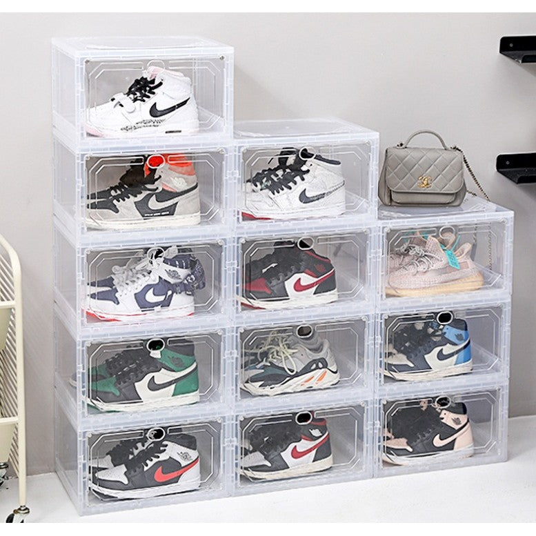 Organizator de Pantofi, Vivimall, din PP+ABS, Usa Laterala Magnetica, Rezistenta la Praf, Anti-Oxidare, Utilizare Multipla, 36 x 28 x 21 cm, Transparent - vivimall.ro