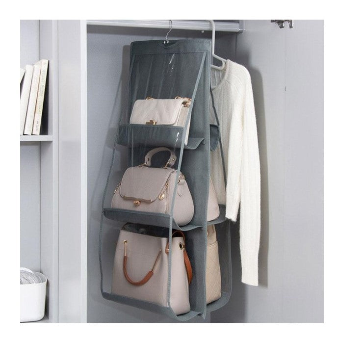 Organizator Genti 6 Compartimente Vivimall, Suspendabil, 85 x 36 cm, gri - vivimall.ro