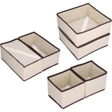 Organizator pentru Sertar, Vivimall, 3 Marimi, pentru Lenjerie, Tricouri, Sosete, 6 Piese, Pliabil, Stivuibil, din Tesatura, Alb/Maro - vivimall.ro