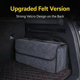 Organizator portbagaj auto Flippy gri, vedere spate, compatibil orice autovehicul