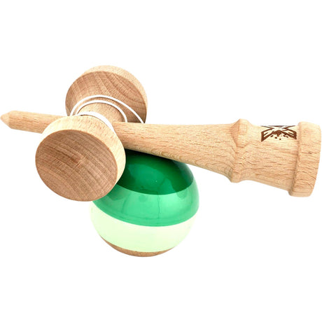 Kendama X Originala, Profesionala, Vivimall, Super Sticky din Lemn, 18 cm, Verde Mix - vivimall.ro