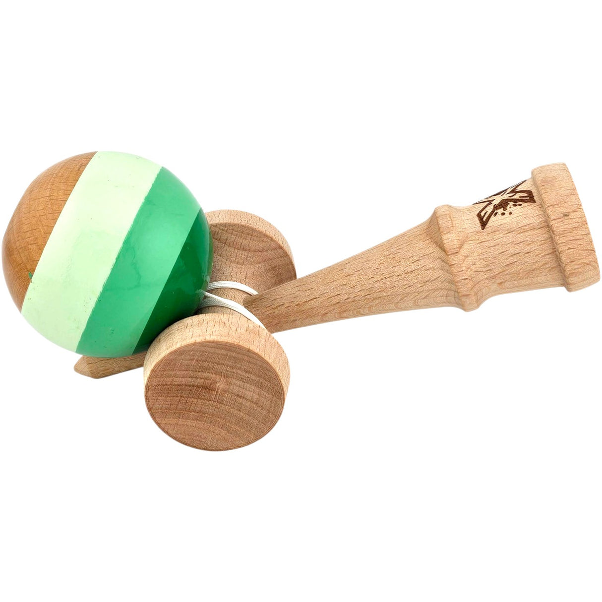 Kendama X Originala, Profesionala, Vivimall, Super Sticky din Lemn, 18 cm, Verde Mix - vivimall.ro