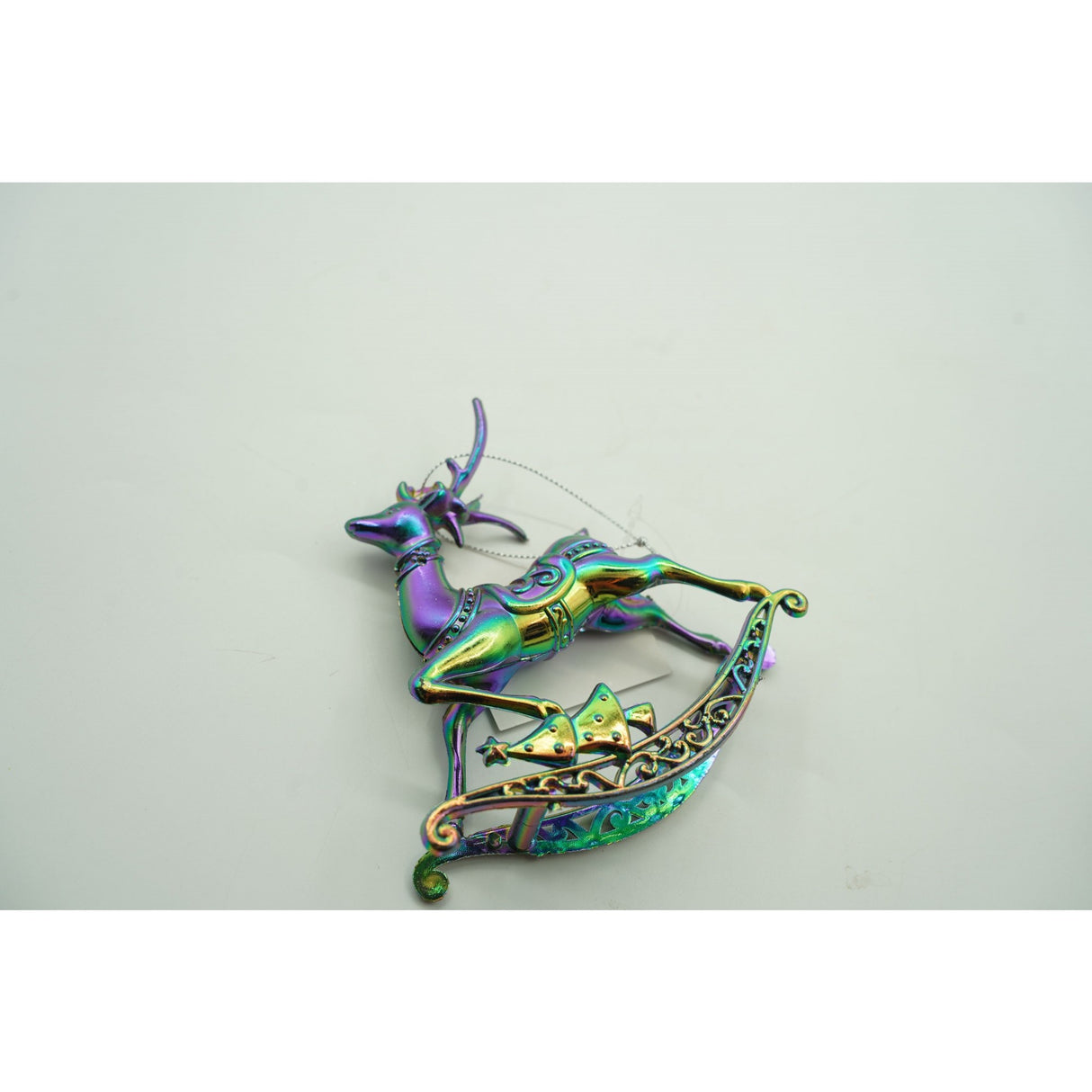 Ornament brad de Craciun, Iridescent, in forma de Ren, 11 cm x 11 cm, Plastic, Vivimall - vivimall.ro