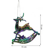 Ornament brad de Craciun, Iridescent, in forma de Ren, 11 cm x 11 cm, Plastic, Vivimall - vivimall.ro