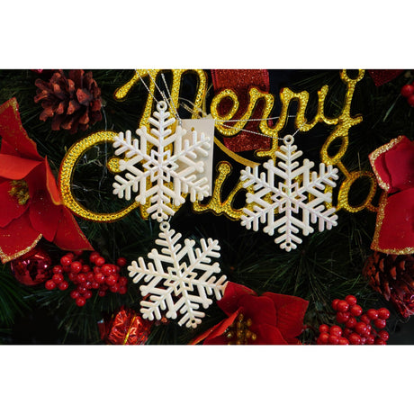 Ornament brad de Craciun, Perlat, in forma de Fulg de nea, 8 cm x 8 cm, Plastic, Vivimall - vivimall.ro