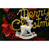 Ornament brad de Craciun, Perlat, in forma de Ren, 11 cm x 11 cm, Plastic, Vivimall - vivimall.ro