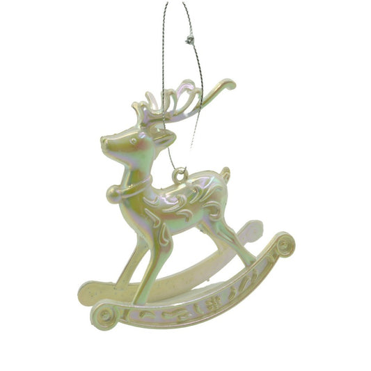 Ornament brad de Craciun, Perlat, in forma de Ren, 11 cm x 11 cm, Plastic, Vivimall - vivimall.ro