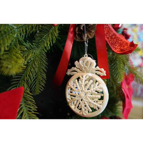 Ornament brad de Craciun, Perlat, Rotund, 8 cm x 11 cm, Plastic, Vivimall - vivimall.ro