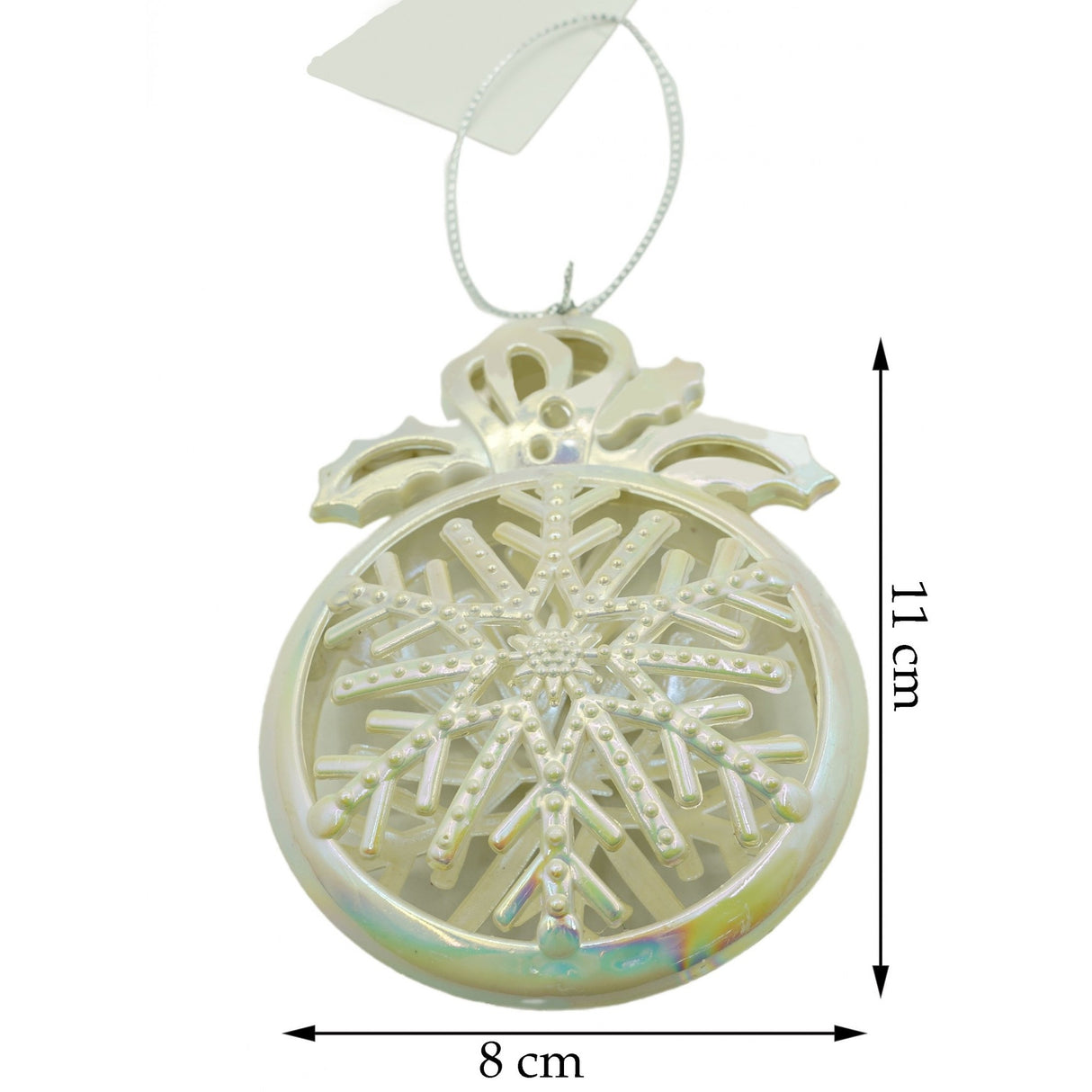 Ornament brad de Craciun, Perlat, Rotund, 8 cm x 11 cm, Plastic, Vivimall - vivimall.ro