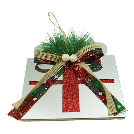 Ornament brad, Vivimall, Cadou, Argintiu, Lucios, 14*15CM, Acril, Interior/ Exterior - vivimall.ro