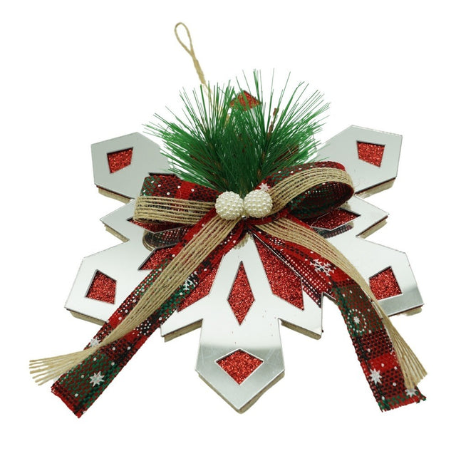 Ornament brad, Vivimall, Fulg de nea, Argintiu, Lucios, 14*15CM, Acril, Interior/ Exterior - vivimall.ro