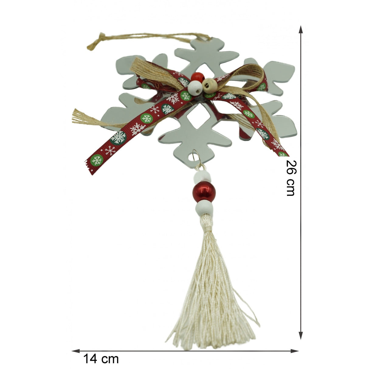 Ornament brad, Flippy, Fulg de nea, Argintiu, Lucios, 14*26CM, Acril, Interior/ Exterior - vivimall.ro