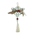 Ornament brad fulg de nea argintiu lucios din acril, 14×26 cm, vedere frontală