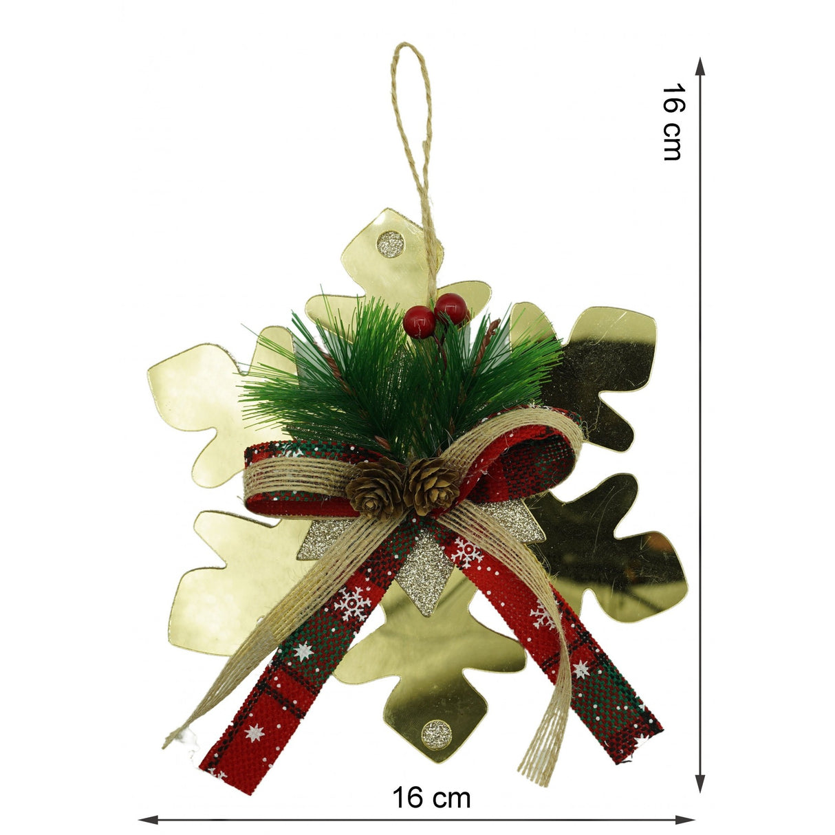 Ornament brad, Vivimall, Fulg de nea, Auriu, Lucios, 16*16CM, Acril, Interior/ Exterior - vivimall.ro