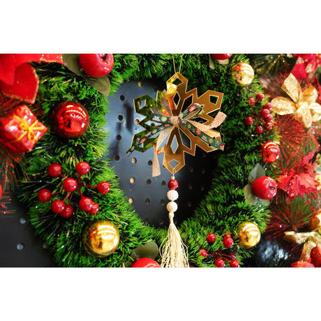 Ornament brad, Vivimall, Fulg de nea, Auriu, Lucios, 16*30CM, Acril, Interior/ Exterior - vivimall.ro