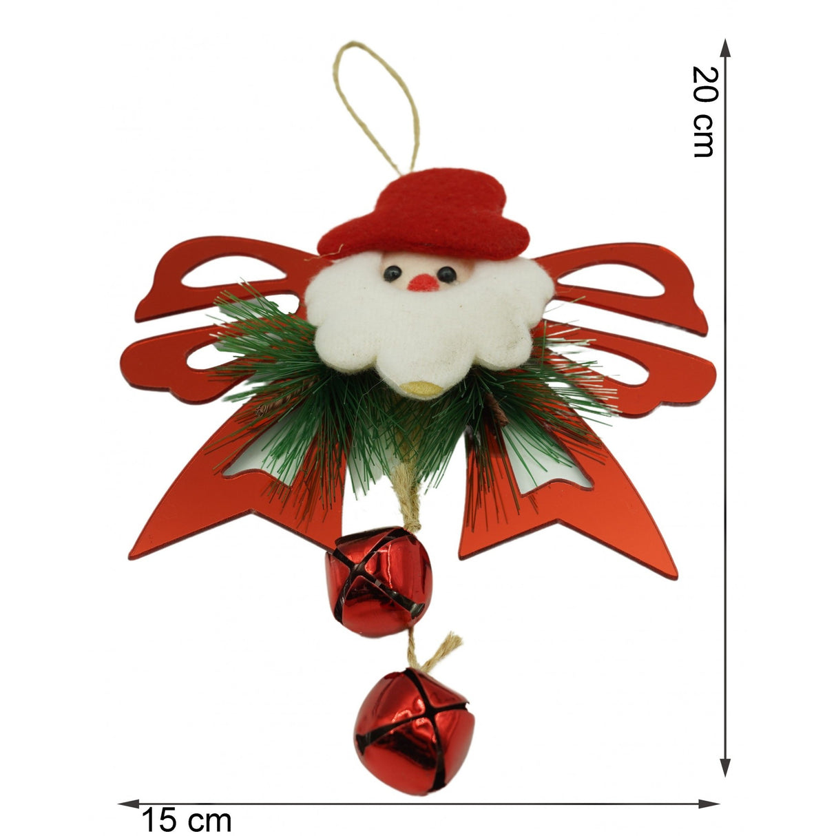 Ornament brad, Vivimall, Funda cu clopotei, Rosu, Lucios, 15*20CM, Acril, Interior/ Exterior - vivimall.ro