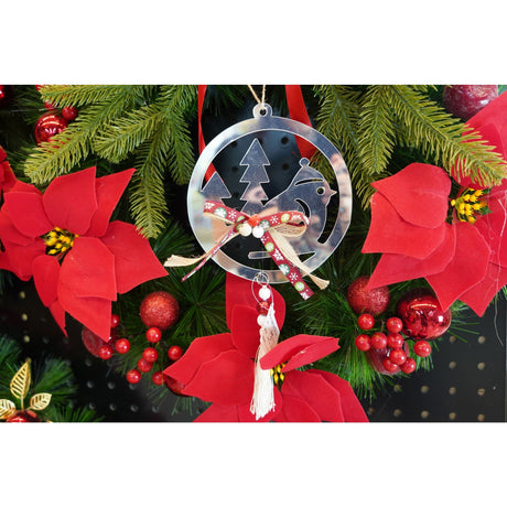 Ornament brad, Vivimall, Pasare, Argintiu, Lucios, 14*26CM, Acril, Interior/ Exterior - vivimall.ro