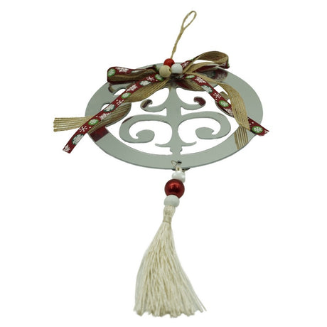 Ornament brad, Vivimall, Rotund, Argintiu, Lucios, 14*26CM, Acril, Interior/ Exterior - vivimall.ro