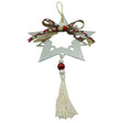 Ornament brad stea argintie lucioasă din acril 14×26 cm, vedere frontală completă