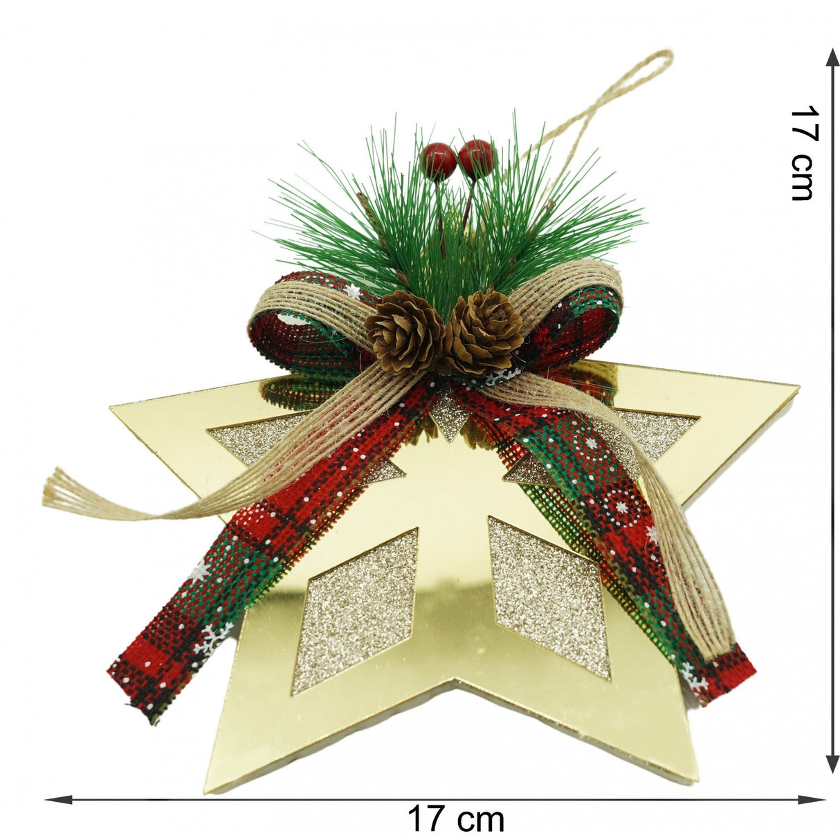 Ornament brad, Vivimall, Stea, Auriu, Lucios, 17*17CM, Acril, Interior/ Exterior - vivimall.ro