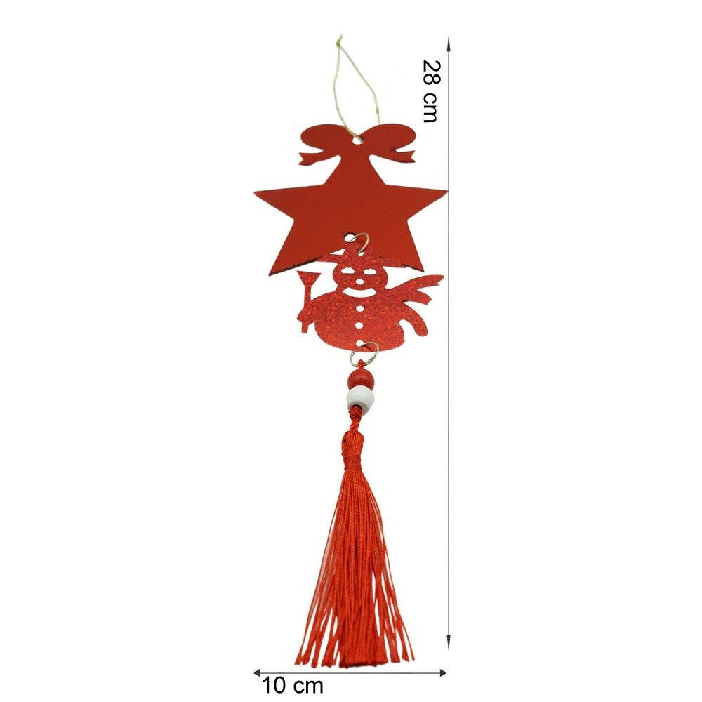 Ornament brad, Flippy, Stea, Om de zapada, Rosu, Lucios, 10*28CM, Acril, Interior/ Exterior - vivimall.ro