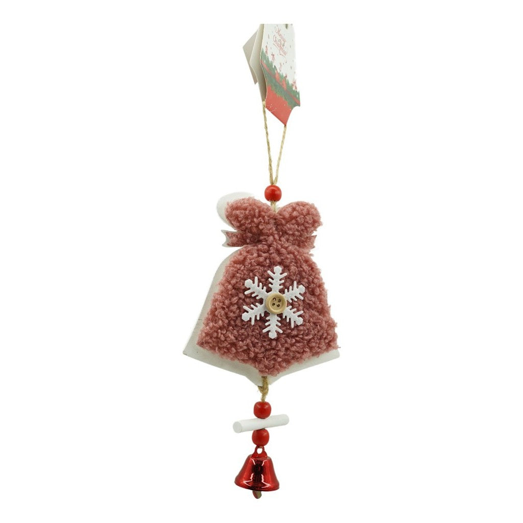 Hímzett Karácsonyfa Dísz Csengővel, Fa, 18 Cm