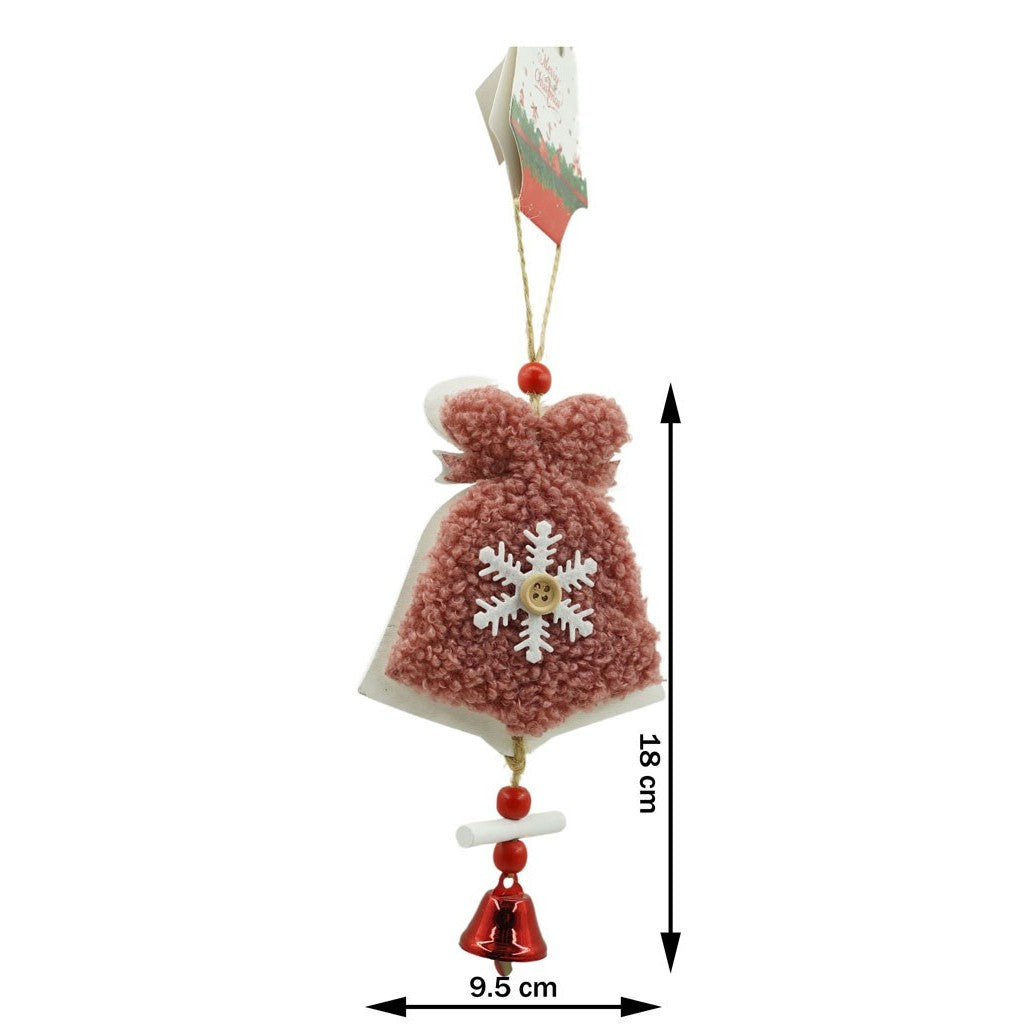 Hímzett Karácsonyfa Dísz Csengővel, Fa, 18 Cm