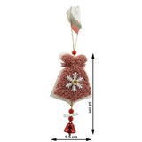 Ornament de brad broderie cu clopot, Vivimall, roz, lemn, 18 cm - vivimall.ro