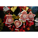 Ornament de brad broderie cu inima, Vivimall, roz, lemn, 18 cm - vivimall.ro