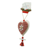 Ornament de brad broderie cu inima, Vivimall, roz, lemn, 18 cm - vivimall.ro