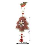 Ornament de brad broderie cu pomul de craciun, Vivimall, roz, lemn, 18 cm - vivimall.ro