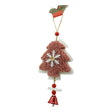 Ornament de brad broderie cu pomul de craciun, Vivimall, roz, lemn, 18 cm - vivimall.ro