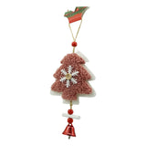 Ornament de brad broderie cu pomul de craciun, Vivimall, roz, lemn, 18 cm - vivimall.ro