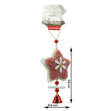 Ornament de brad broderie cu stea, Vivimall, roz, lemn, 18 cm - vivimall.ro