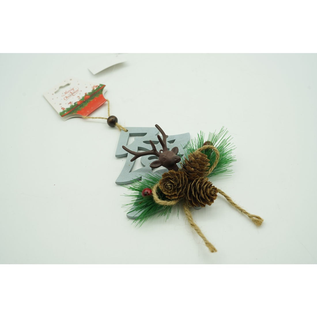 Szarvas Karácsonyfa Dísz, Fa, 18 Cm 