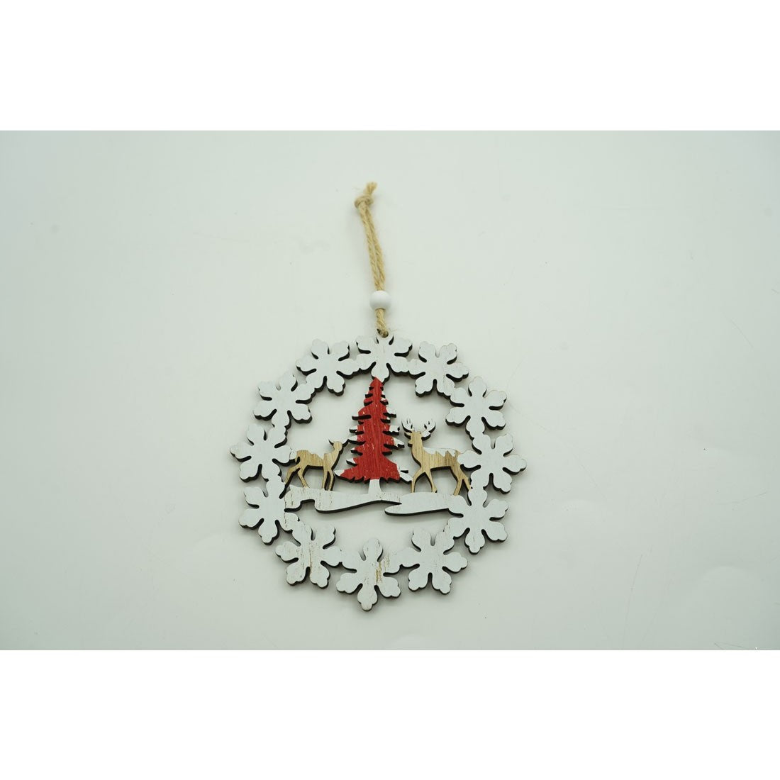Ornament de brad cerbi cu brad, Vivimall, multicolor, lemn, 12 cm - vivimall.ro