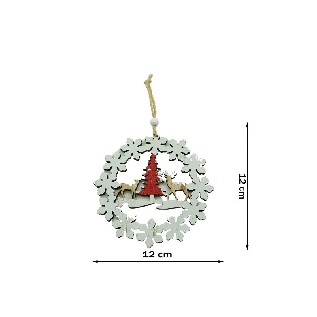 Ornament de brad cerbi cu brad, Vivimall, multicolor, lemn, 12 cm - vivimall.ro