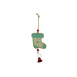 Ornament de brad ciorap cu clopotel, Vivimall, multicolor, lemn, 17 cm - vivimall.ro