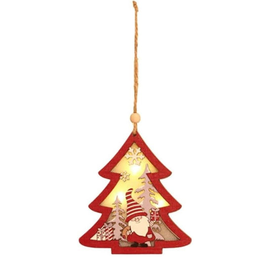 Ornament de Brad, Vivimall, cu Lumini LED, din Lemn, Figurina Elf, Model Brad, Multicolor - vivimall.ro