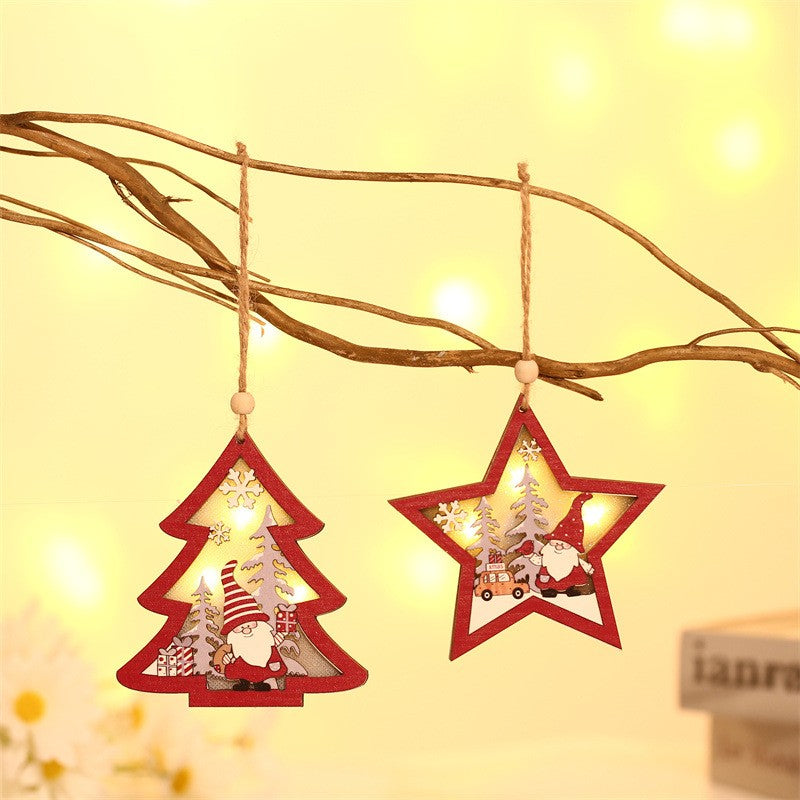 Ornament Elf din lemn cu LED aprins în întuneric, efect decorativ multicolor