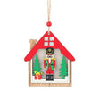 Ornament brad LED din lemn, model Spărgătorul de Nuci multicolor, vedere frontală, 11x11 cm