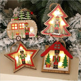 Ornament de Brad, Flippy, cu Lumini LED, din Lemn, Figurina Spargatorul de Nuci, Model Stea, Multicolor - vivimall.ro