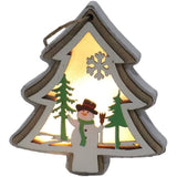 Ornament de Brad, Flippy, cu Lumini LED, din Lemn, Model Brad, Multicolor - vivimall.ro