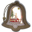 Ornament de Brad, Vivimall, cu Lumini LED, din Lemn, Model Clopot, Multicolor - vivimall.ro