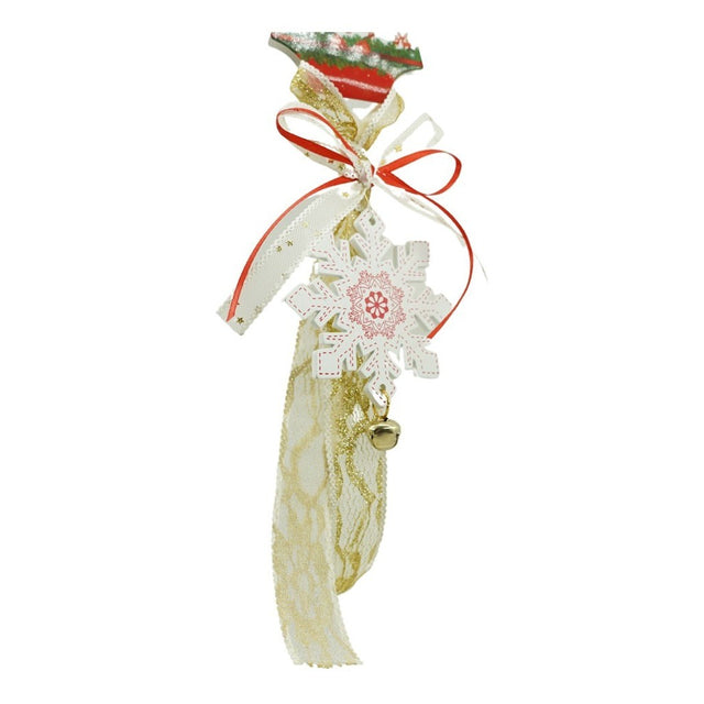 Ornament de brad fulg de nea, Vivimall, alb, lemn, 25 cm - vivimall.ro