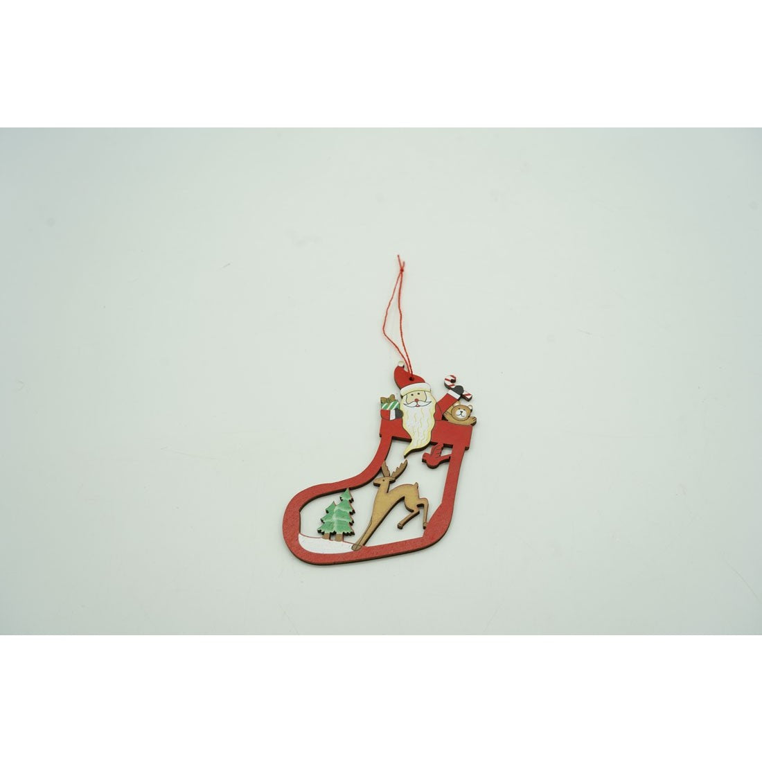 Mikulás fadísz szarvassal, fa, 10 cm 
