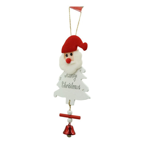 Ornament de brad mos craciun, Vivimall, alb, lemn, 20 cm - vivimall.ro