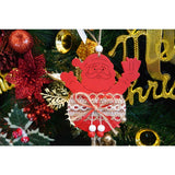 Ornament de brad Mos Craciun, Vivimall, rosu, lemn/textil, 36 cm - vivimall.ro